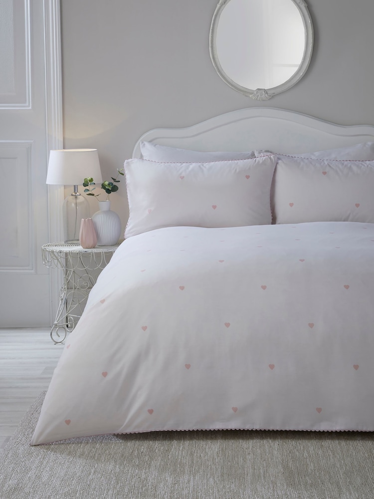 Serene Blush Decorative Heart Soft Touch Duvet Cover Set - Image 1 of 3