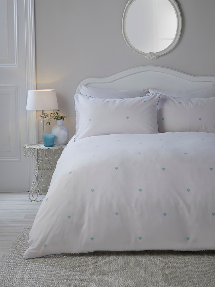 Serene Blush Decorative Heart Soft Touch Duvet Cover Set - Image 1 of 3