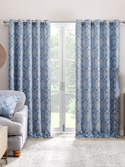 Dreams & Drapes Blue Vivianna Dim Out Pair of Eyelet Eyelet Curtains - Image 1 of 3