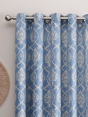 Dreams & Drapes Blue Vivianna Dim Out Pair of Eyelet Eyelet Curtains - Image 2 of 3