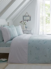 Dreams & Drapes Duck Egg Fifi Lace Detail Duvet Cover Set - Image 1 of 3