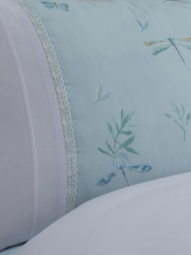 Dreams & Drapes Duck Egg Fifi Lace Detail Duvet Cover Set - Image 3 of 3