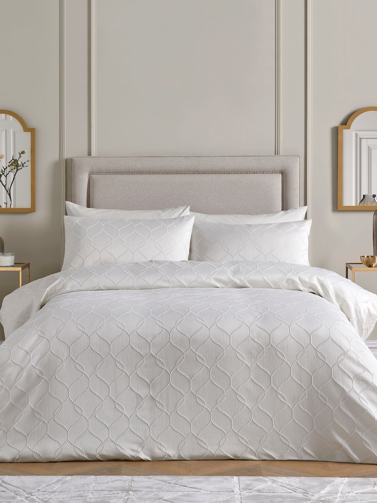 Soiree Ivory Montez Luxe Jacquard Duvet Cover Set - Image 2 of 4