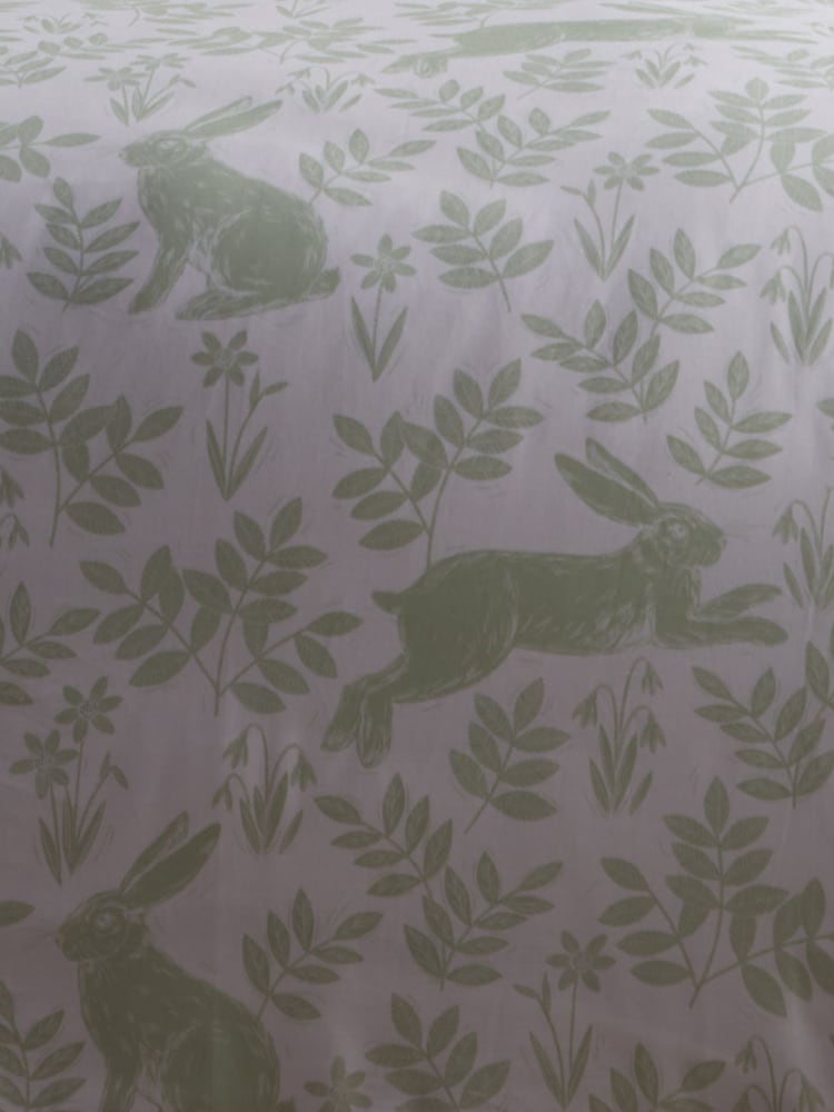 Dreams & Drapes Green Spring Rabbits Reversible Duvet Cover Set - Image 5 of 5