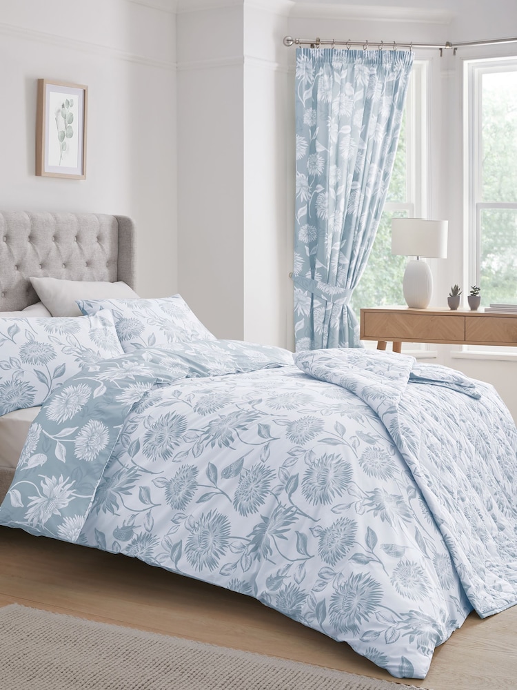 Dreams & Drapes Blue Chrysanthemum Reversible Duvet Cover Set - Image 2 of 5