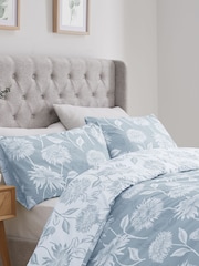 Dreams & Drapes Blue Chrysanthemum Reversible Duvet Cover Set - Image 4 of 5