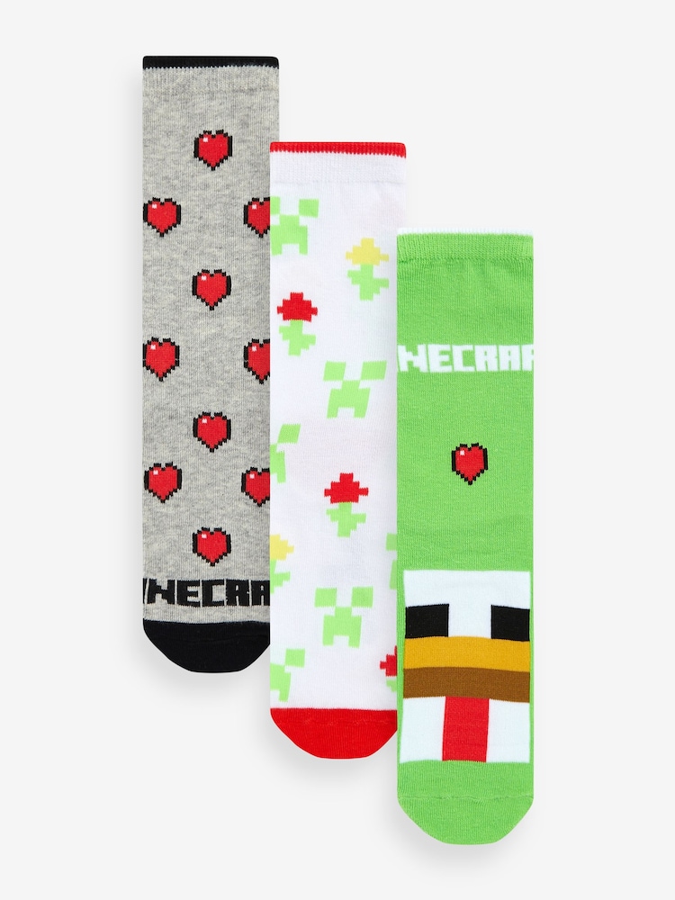 Character Green Minecraft Socks 3 Pack - Image 1 of 8 Character Green Minecraft Socks 3 Pack - Image 1 of 8