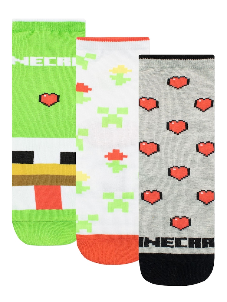 Character Green Minecraft Socks 3 Pack - Image 2 of 8