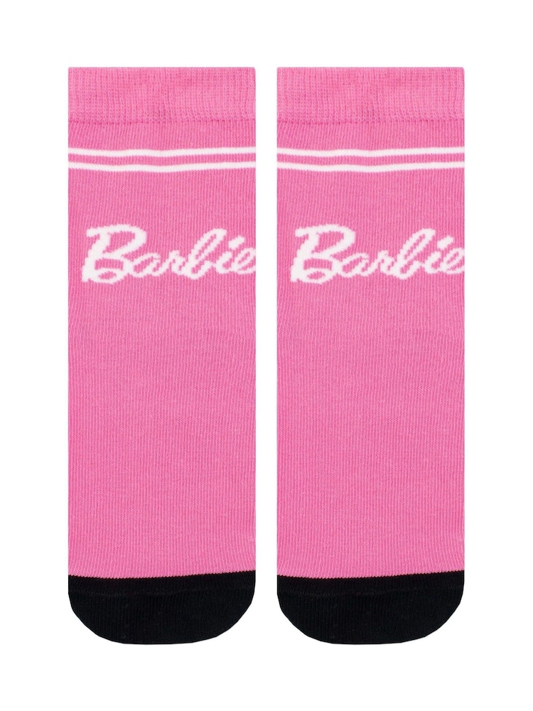Character Pink Barbie 3 Pack Socks - Image 3 of 4