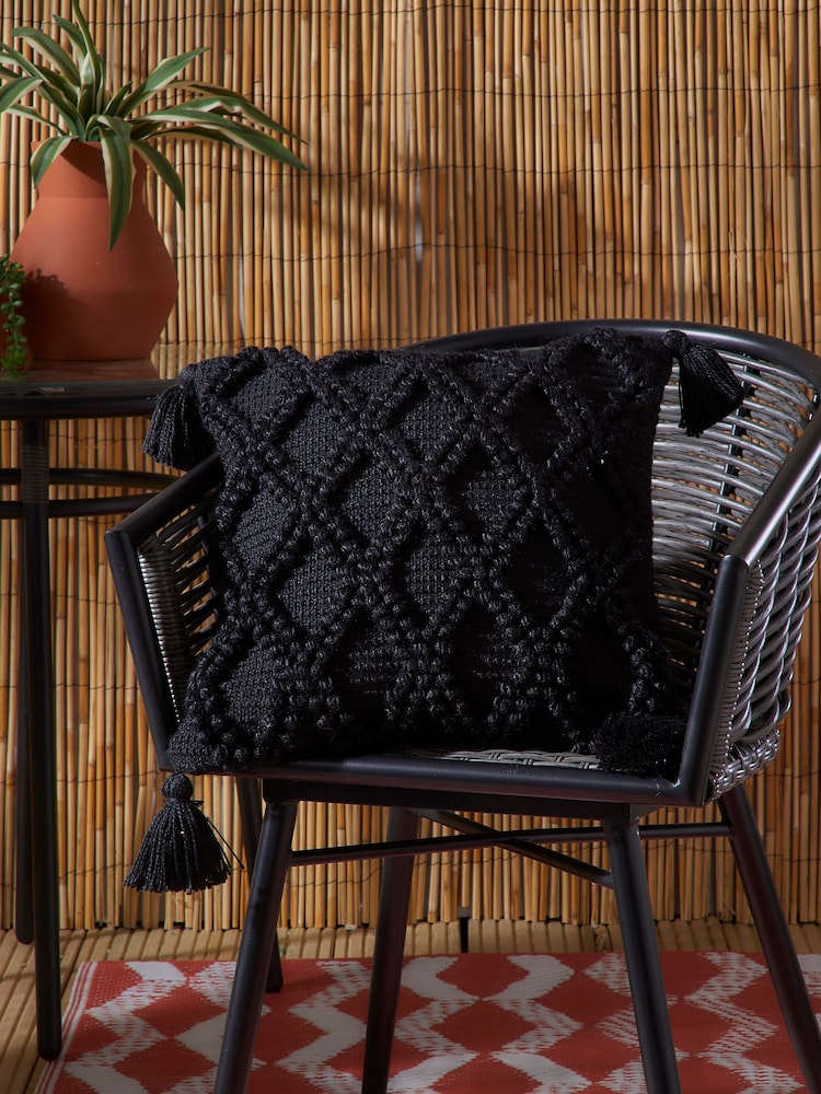 Drift Home Black Alda Outdoor Textured Filled Cushion - Image 1 of 4 Drift Home Black Alda Outdoor Textured Filled Cushion - Image 1 of 4