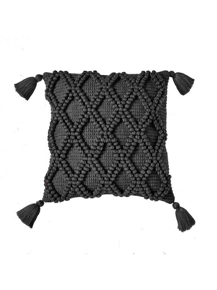 Drift Home Black Alda Outdoor Textured Filled Cushion - Image 2 of 4 Drift Home Black Alda Outdoor Textured Filled Cushion - Image 2 of 4