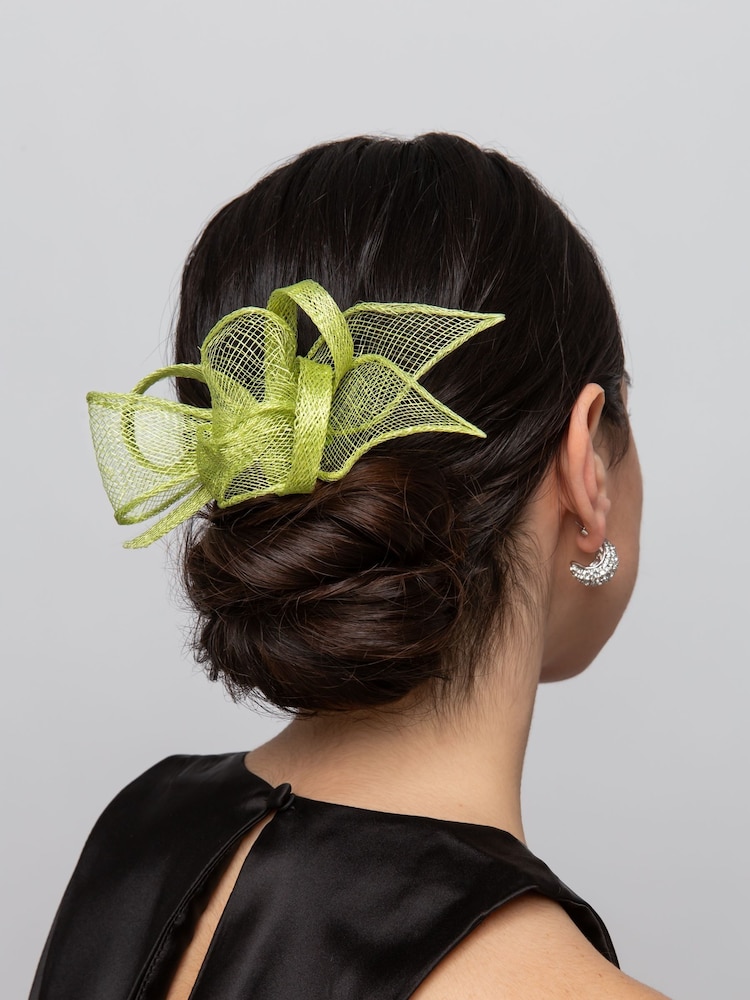 Aela Green Lime Bow Fascinator Clip - Image 2 of 4
