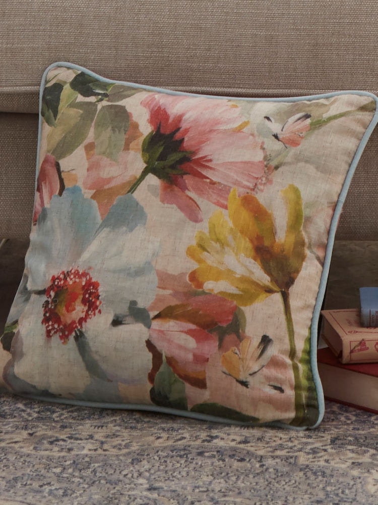 Appletree Duck Egg Serenity Faux Linen  Filled Cushion - Image 1 of 5
