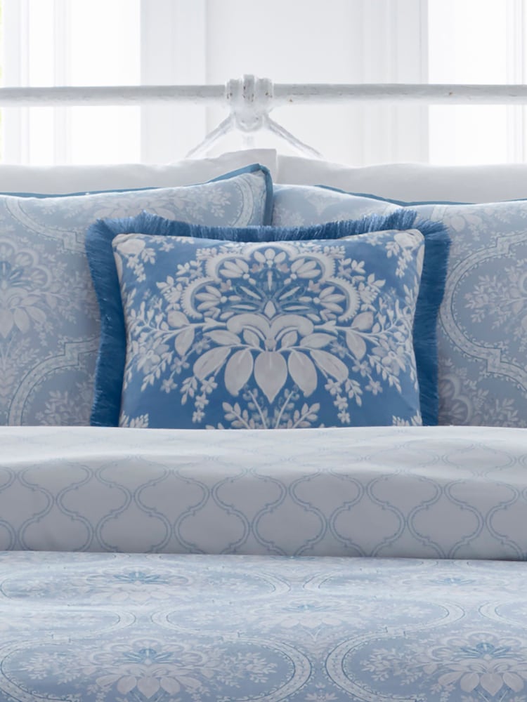 Appletree Blue Alexia Luxe Velvet Filled Cushion - Image 1 of 5