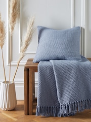 Drift Home Blue Hayden Filled 100% Cotton Cushion - Image 1 of 4