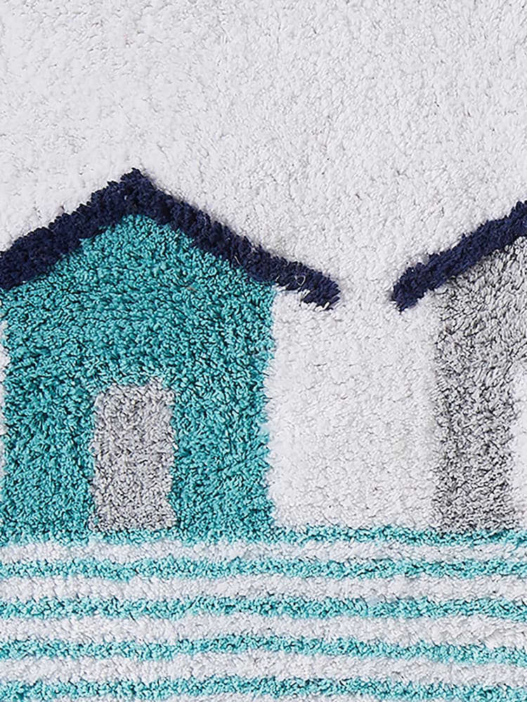Fusion Blue 100% Cotton Beach Huts Anti-Slip Bath Mat - Image 3 of 3
