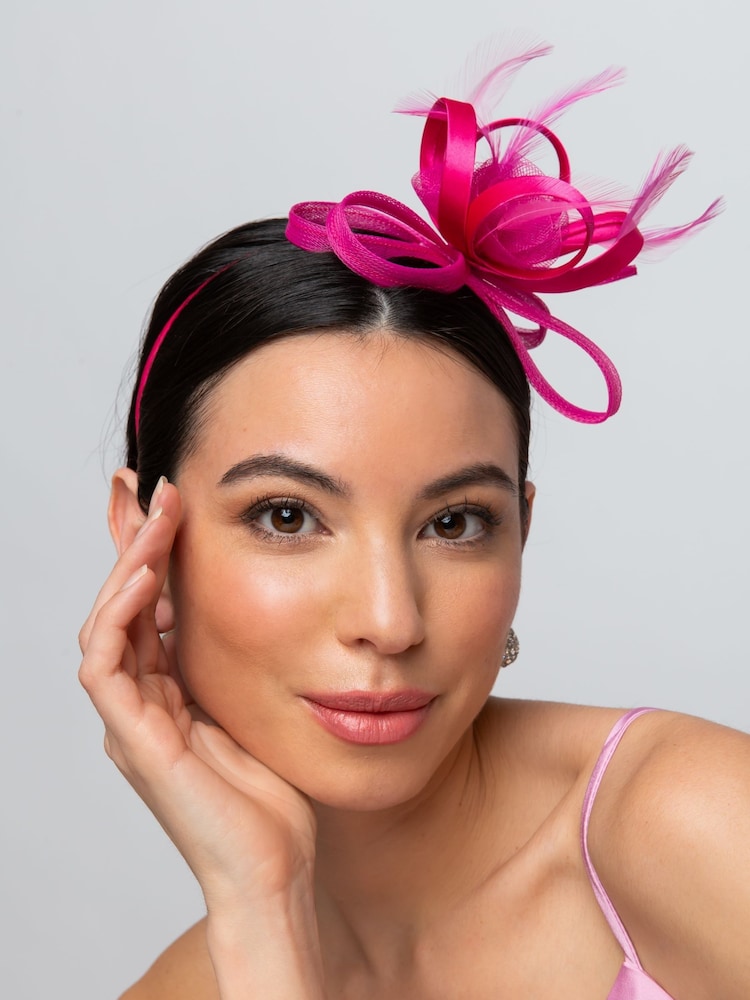 Pink - Aela Fuchsia Pink Feather Fascinator - Bild 1 von 3