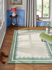 Joules Green Chalfield Scallop Wool Tufted Rug - Image 1 of 4