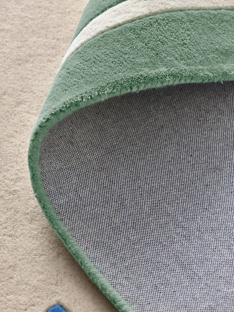Joules Green Chalfield Scallop Wool Tufted Rug - Image 2 of 4