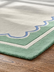Joules Green Chalfield Scallop Wool Tufted Rug - Image 3 of 4