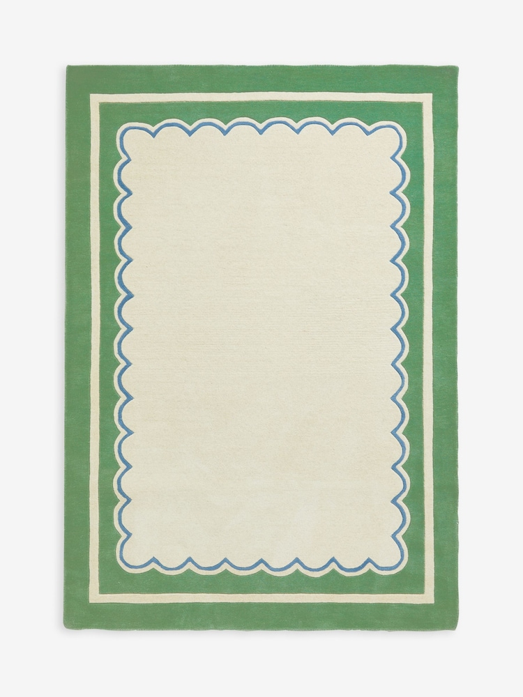 Joules Green Chalfield Scallop Wool Tufted Rug - Image 4 of 4