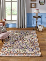 Joules Cream & Blue Buckingham Floral Wool Rug - Image 1 of 4