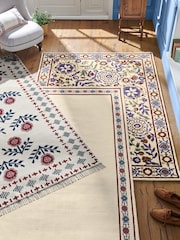 Joules Cream & Blue Buckingham Floral Wool Rug - Image 2 of 4