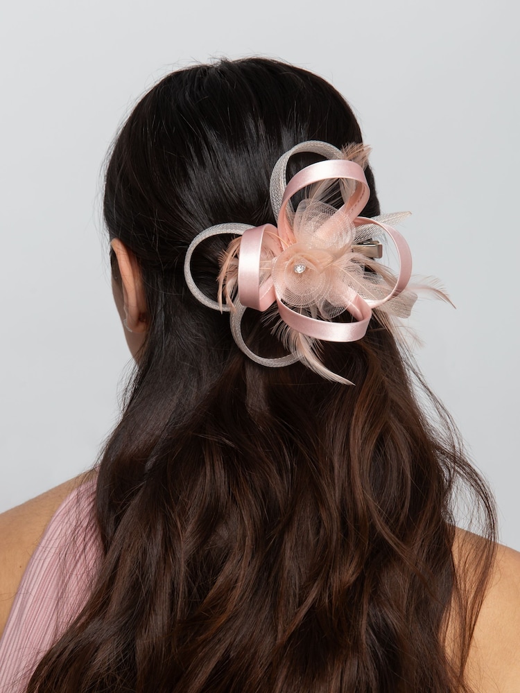 Aela Blush Pink Rose Fascinator Clip - Image 1 of 4