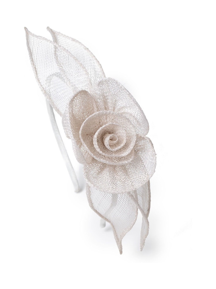 Aela White Flower Alice Band Fascinator - Image 3 of 3