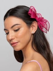 Aela Pink Fuchsia Bow Fascinator Clip - Image 1 of 4