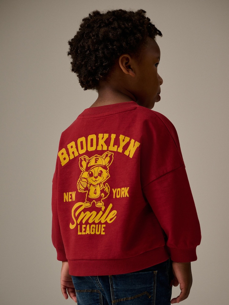 Red Long Sleeve Varsity T-Shirt (3mths-7yrs) - Image 1 of 4 Red Long Sleeve Varsity T-Shirt (3mths-7yrs) - Image 1 of 4