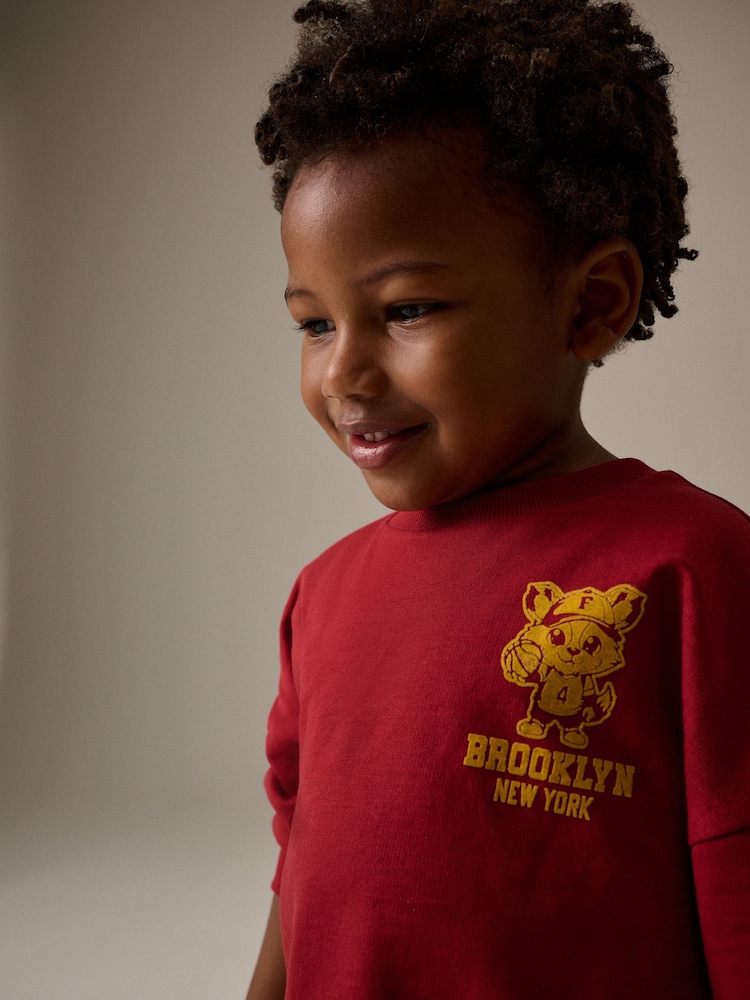 Red Long Sleeve Varsity T-Shirt (3mths-7yrs) - Image 4 of 4 Red Long Sleeve Varsity T-Shirt (3mths-7yrs) - Image 4 of 4