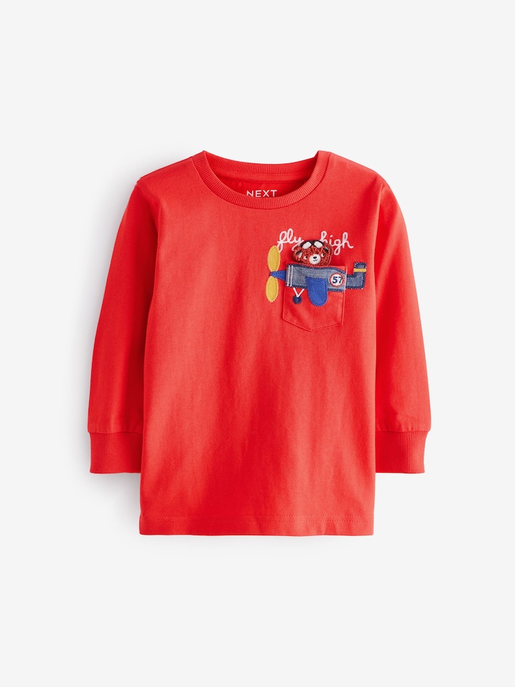 Flugzeugtasche, Rot - Long Sleeve Interactive T-Shirt (3mths-7yrs) - Bild 1 von 3 Flugzeugtasche, Rot - Long Sleeve Interactive T-Shirt (3mths-7yrs) - Bild 1 von 3