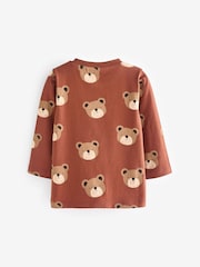 Brown Long Sleeve Animal Print Character T-Shirts 3 Pack (3mths-7yrs) - Image 3 of 5