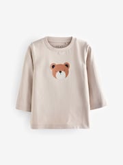 Brown Long Sleeve Animal Print Character T-Shirts 3 Pack (3mths-7yrs) - Image 4 of 5