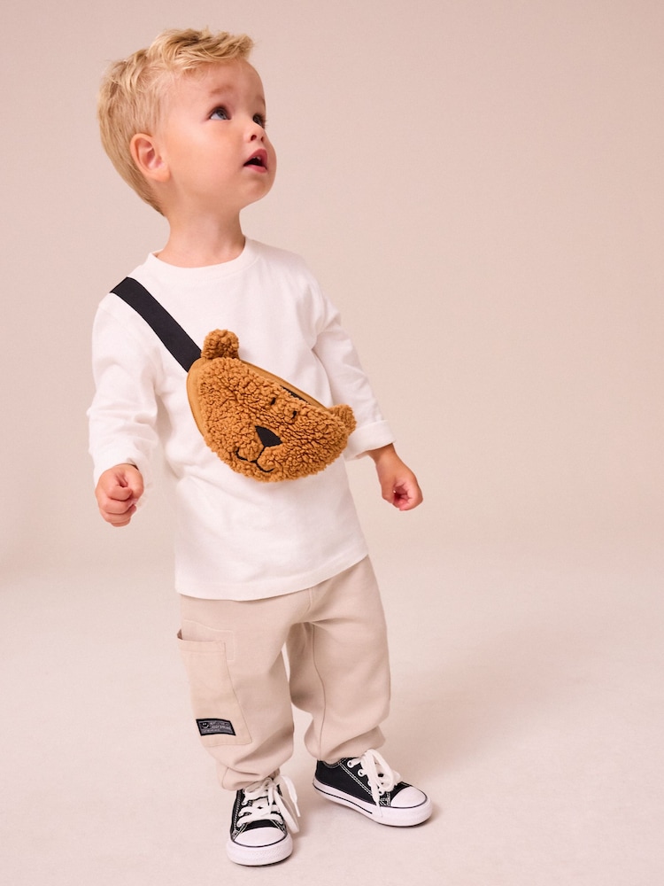 White Bear Long Sleeve 100% Cotton Bumbag T-Shirt And Joggers Set (3mths-7yrs) - Image 2 of 10
