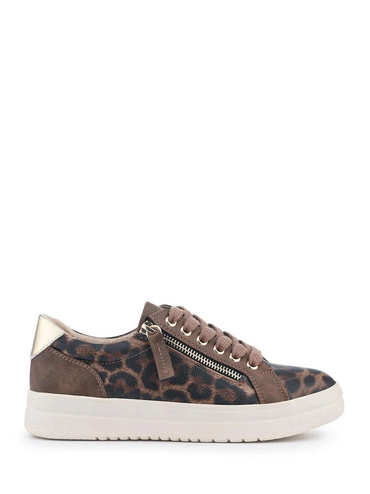 Pavers Brown Leopard Chunky Platform Trainers - Image 1 of 5