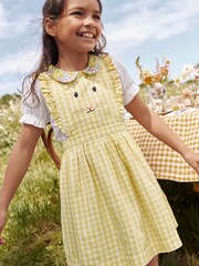 Boden Yellow Charming Bunny Pinafore Dress - Image 1 of 4
