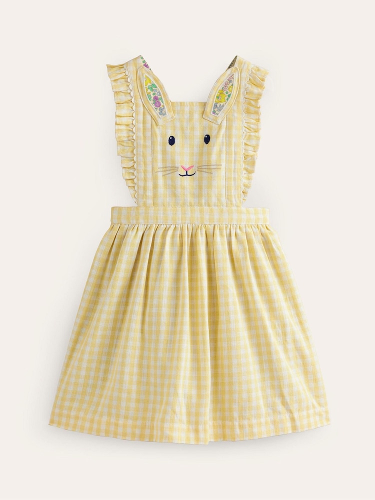 Boden Yellow Charming Bunny Pinafore Dress - Image 2 of 4