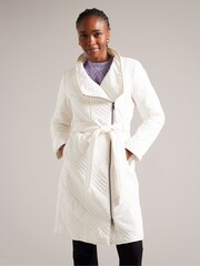 Ted Baker Cream Rosemae Padded Midi Wrap Coat - Image 1 of 6