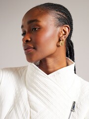Ted Baker Cream Rosemae Padded Midi Wrap Coat - Image 4 of 6