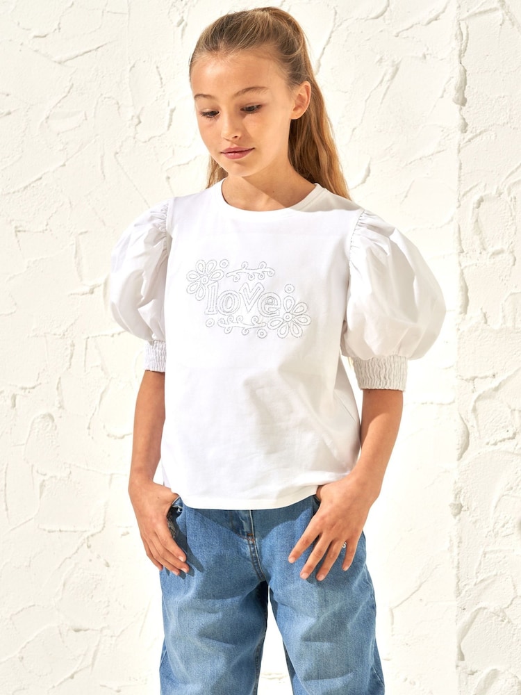 Algodón blanco - Camiseta de canalé con estampado de corazones Agatha de Angel & Rocket - Imagen 2 de 3 Algodón blanco - Camiseta de canalé con estampado de corazones Agatha de Angel & Rocket - Imagen 2 de 3