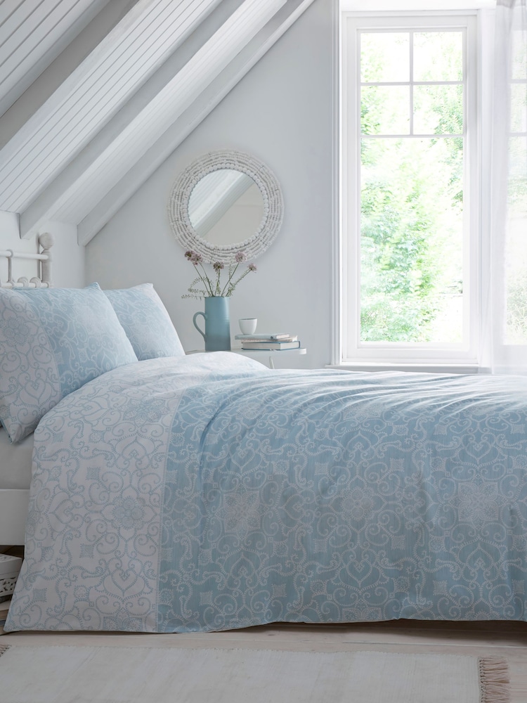 Dreams & Drapes Blue Frampton Reversible Duvet Cover Set - Image 1 of 3