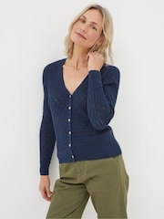 FatFace Elissa Blue Cardigan - Image 1 of 4