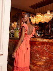 FatFace Pink Hibiscus Lace Maxi Dress - Image 1 of 8