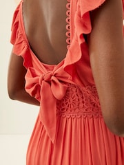 FatFace Pink Hibiscus Lace Maxi Dress - Image 7 of 8