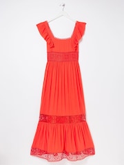 FatFace Pink Hibiscus Lace Maxi Dress - Image 8 of 8