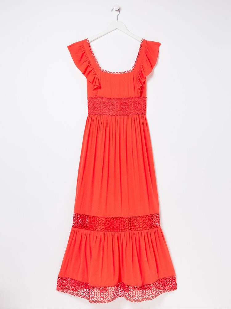FatFace Pink Hibiscus Lace Maxi Dress - Image 8 of 8