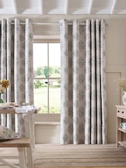 Shabby Chic by Rachel Ashwell® Natural Eyelet Rose Blossom Teal on Grain Blackout Lined Curtain - Image 1 of 5