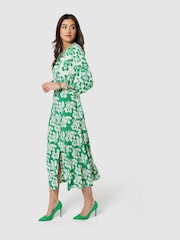 Closet London Green Print GatheNeck Midi Dress - Image 1 of 4